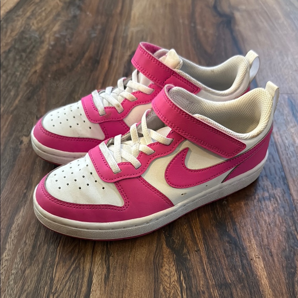 Girls Nike Pink and White Dunk Low Sneakers